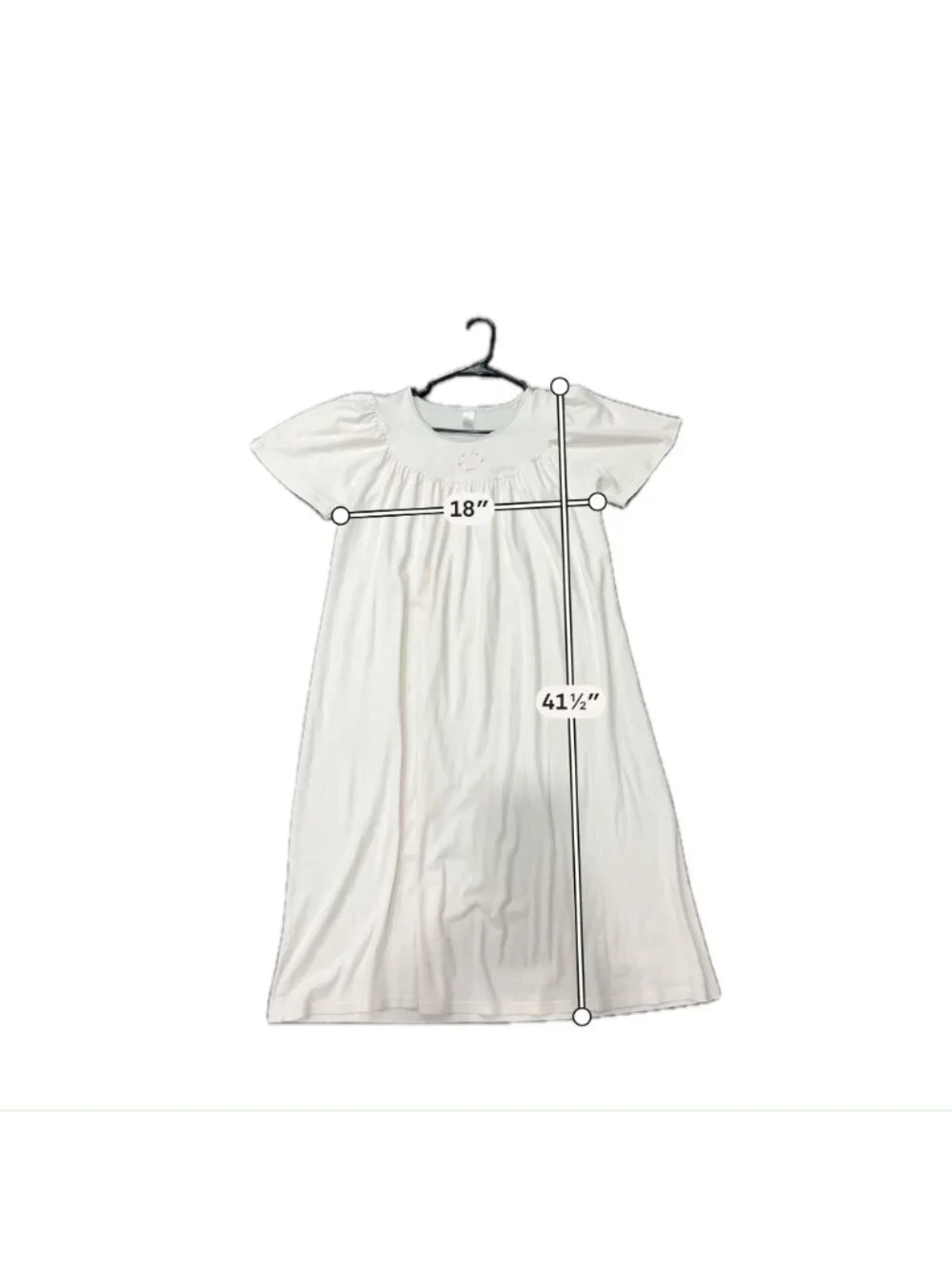 Calida XS Embroidered Cream Nightgown Cotton Short Sleeve Relaxed Calmcore Hygge